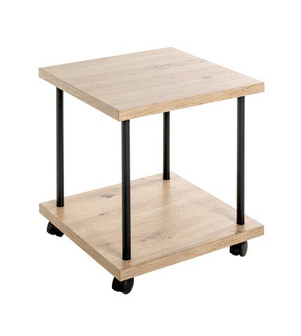 Beistelltisch >52414< in eiche, schwarz, MDF, Metall - 40x45x40cm (BxHxT)