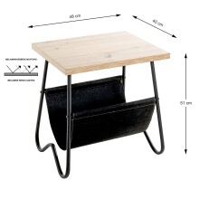 Beistelltisch >52419< in eiche, schwarz - 48x51x40 (BxHxT)