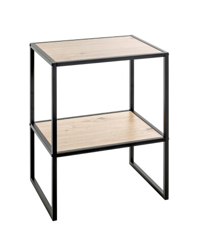 Beistelltisch >52421< in eiche, schwarz, MDF, Metall - 45x60x35cm (BxHxT)