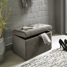 Sitztruhe >52827< in anthrazit, MDF, Textilgewebe - 58x42x39cm (BxHxT)