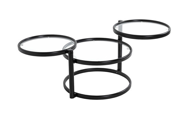 Couchtisch >64030< in schwarz, Metall, Sicherheitsglas - 50cm (D)