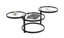 Couchtisch >64030< in schwarz, Metall, Sicherheitsglas - 50cm (D)