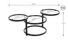 Couchtisch >64030< in schwarz, Metall, Sicherheitsglas - 50cm (D)