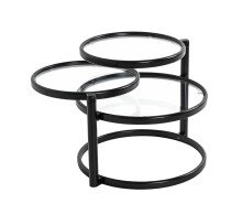 Couchtisch >64030< in schwarz, Metall, Sicherheitsglas - 50cm (D)