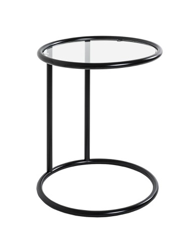 Beistelltisch >64535< in schwarz, Metall, Sicherheitsglas - 55x45cm (HxD)