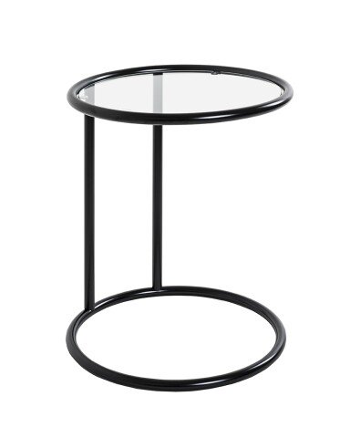 Beistelltisch >64535< in schwarz, Metall, Sicherheitsglas - 55x45cm (HxD)