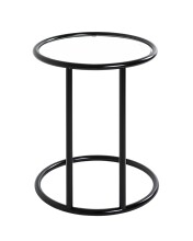 Beistelltisch >64535< in schwarz, Metall, Sicherheitsglas - 55x45cm (HxD)