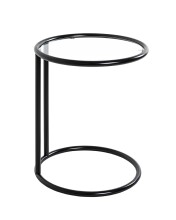 Beistelltisch >64535< in schwarz, Metall, Sicherheitsglas - 55x45cm (HxD)