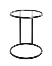 Beistelltisch >64535< in schwarz, Metall, Sicherheitsglas - 55x45cm (HxD)