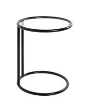 Beistelltisch >64535< in schwarz, Metall, Sicherheitsglas - 55x45cm (HxD)