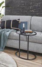Beistelltisch >64535< in schwarz, Metall, Sicherheitsglas - 55x45cm (HxD)