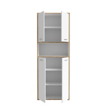 Aktenregal >Keflavik< in braun,weiß - 84,5x226,5x41,5cm (BxHxT)