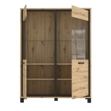Highboard >Trondheim< in schwarz,braun - 121,4x161x41,5cm (BxHxT)