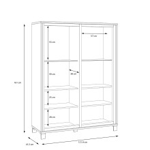 Highboard >Trondheim< in schwarz,braun - 121,4x161x41,5cm (BxHxT)