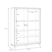 Highboard >Trondheim< in schwarz,braun - 121,4x161x41,5cm (BxHxT)