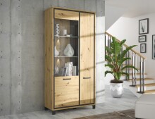 Highboard >Trondheim< in schwarz,braun - 101,4x209x41,5cm (BxHxT)