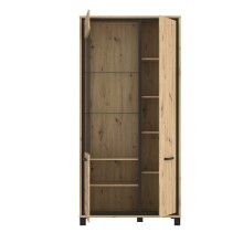 Highboard >Trondheim< in schwarz,braun - 101,4x209x41,5cm (BxHxT)