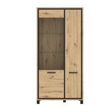 Highboard >Trondheim< in schwarz,braun - 101,4x209x41,5cm (BxHxT)