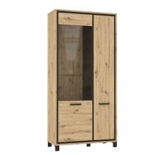 Highboard >Trondheim< in schwarz,braun - 101,4x209x41,5cm (BxHxT)