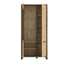 Highboard >Trondheim< in schwarz,braun - 101,4x209x41,5cm (BxHxT)