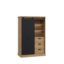 Highboard >Kaszimiro< in braun,schwarz - 103,4x160,2x52cm (BxHxT)