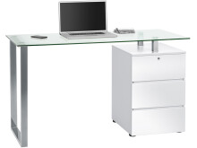 Schreibtisch >Cinty< in Weiß/Hochglanz aus Metall - 130x75x60cm (BxHxT)