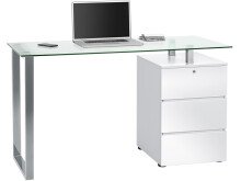 Schreibtisch >Cinty< in Weiß/Hochglanz aus Metall - 130x75x60cm (BxHxT)