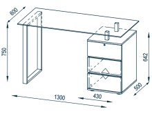 Schreibtisch >Cinty< in Weiß/Hochglanz aus Metall - 130x75x60cm (BxHxT)
