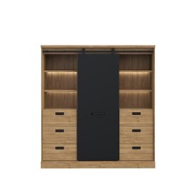 Highboard >Kaszimiro< in braun,schwarz - 148,4x160,2x52cm (BxHxT)