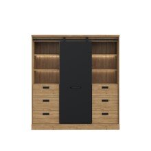 Highboard >Kaszimiro< in braun,schwarz - 148,4x160,2x52cm (BxHxT)