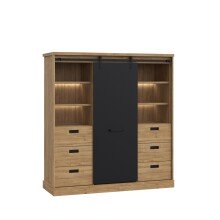 Highboard >Kaszimiro< in braun,schwarz - 148,4x160,2x52cm (BxHxT)