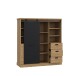 Highboard >Kaszimiro< in braun,schwarz - 148,4x160,2x52cm (BxHxT)