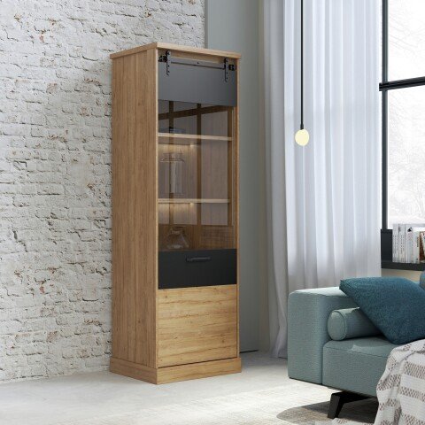 Vitrine >Kaszimiro< in Klarglas - 63,4x198,6x52cm (BxHxT)