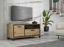 TV-Board >Trondheim< in schwarz,braun - 131,4x58,9x41,5cm (BxHxT)