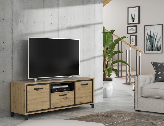 TV-Board >Trondheim< in schwarz,braun - 158,4x58,9x41,5cm (BxHxT)