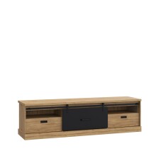 TV-Board >Kaszimiro< in braun,schwarz - 203,1x56,2x52cm (BxHxT)