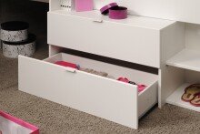 Hochbett >Milky 1< in Weiß / Grey Loft - 203x135x90cm (LxBxH)