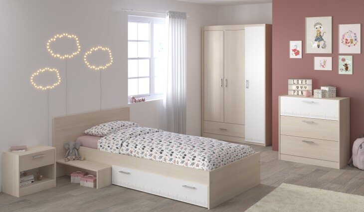 Jugendzimmer-Set >Charly 12< in Akazie / Weiss