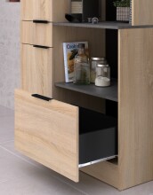 Küchenbuffet >Fumay 11< in Eiche /Beton - 100x186x45cm (BxHxT)