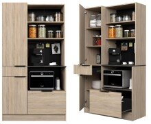 Küchenbuffet >Fumay 11< in Eiche /Beton - 100x186x45cm (BxHxT)