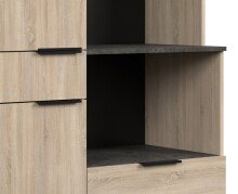 Küchenbuffet >Fumay 11< in Eiche /Beton - 100x186x45cm (BxHxT)