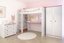 Jugendzimmer-Set >Smoozy 28a Blau< in Kiefer Weiss (Nachbildung)