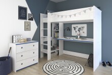 Jugendzimmer-Set >Smoozy 29 Blau / Pink< in Kiefer Weiss (Nachbildung)