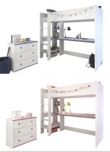 Jugendzimmer-Set >Smoozy 29 Blau / Pink< in Kiefer Weiss (Nachbildung)
