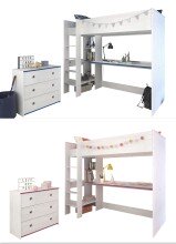 Jugendzimmer-Set >Smoozy 29 Blau / Pink< in Kiefer Weiss (Nachbildung)
