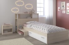 Bettanlage >Charly 17< in Akazie / Weiss - 203x121x67cm (LxBxH)