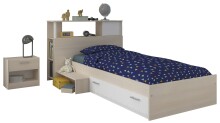 Bettanlage >Charly 17< in Akazie / Weiss - 203x121x67cm (LxBxH)