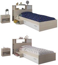 Bettanlage >Charly 17< in Akazie / Weiss - 203x121x67cm (LxBxH)