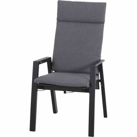 Gartenstuhl >Valencia< in matt anthrazit, silber-schwarz - 68x112x59 (BxHxT)