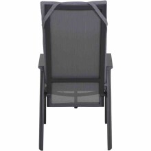 Gartenstuhl >Valencia< in matt anthrazit, silber-schwarz - 68x112x59 (BxHxT)